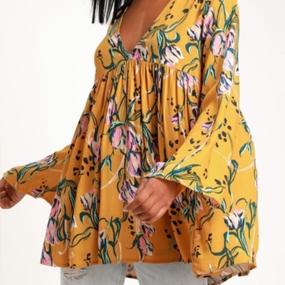 Free People Mustard Floral Dress - Picture 4 of 8